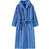 ZDSUHYIW Accappatoio da uomo foderato in pile, kimono, a strisce, soffice, da viaggio, in pile, da casa, da notte, Blu, L