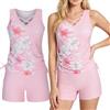 Bpoeee Women's Tummy Control Tankini Swimwear with Built-in Bra Two Piece Swimsuit with Shorts for Beach Pool Vacation (#6,L)