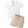Yanmucy Completino Bambino Estate Neonato Maschio Vestiti Outfits Ragazzo Polo manica corta camicia solida Elastico in vita Abbigliamento Suit T Shirt Tops Shorts Set 1-6 anni (Bianco, 4-5 anni)