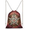 Lawenp Magic Witch Pentagram Baphomet Zaino con coulisse Borsa da palestra sportiva in tela Borsa a tracolla resistente per uomo donna