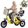 Generic Triciclo elettrico pieghevole per adulti con sedile passeggero e ampio cestino portaoggetti, portata massima 180 kg, ideale per gli spostamenti quotidiani e i viaggi.