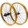 KHEbikes KHE Prism - Set di ruote BMX da 20, colore oro, ruota anteriore e posteriore, asse da 14 mm/10 mm, ruota libera 16T, 36H, cerchioni in alluminio 7005
