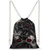 FWJZDSP Zaino con coulisse a forma di teschio in metallo e spine della morte, borsa a tracolla da viaggio, sportiva, da palestra, unisex