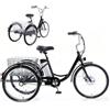 Generic Triciclo elettrico per adulti con accesso facilitato, ruote da 24 pollici, batteria rimovibile, display digitale, cestini portaoggetti per la spesa quotidiana, colore nero.