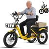 Generic Vélo Électrique Adulte Triciclo flessibile, 48V 13Ah 44km Autonomia, Pneus 18x3.0, Phare LED Klaxon, Paniers Avant Arrière Courses Pique-niques