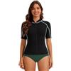 Lemorecn Muta da donna in neoprene da 2 mm, a maniche corte, super elasticizzata, con cerniera frontale, per immersioni, surf, nuoto, kayak, verde, L