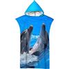 Highdi Surf Poncho con Cappuccio, Delfino Stampa Microfibra Asciugatura Rapida Telo Mare Uomo o Donna Adulto Asciugamano Accappatoio Ideale per Sport Piscina Spiaggia Nuoto (75x110cm,Acqua di Mare)