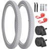 SIMEIQI Confezione da 2 pneumatici e camere d'aria da 26 x 2,125 cm, colore bianco con valvole AV32 mm, strisce adesive senza colla, per biciclette da donna e pendolari quotidiani (bianco)