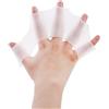 Dolvitrny Guanti da nuoto, pinne palmate in silicone per migliorare, morbide pagaie a cinque dita per uomini, donne, bambini, allenamento in piscina in acque libere (M bianco (un paio)