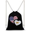 FWJZDSP Zaino con coulisse a bandiera di Cipro e degli Stati Uniti, borsa a tracolla da viaggio, sportiva, da palestra, unisex