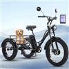 Generic Triciclo elettrico per adulti, 3 ruote con pneumatici larghi da 24 pollici, 7 velocità, 3 modalità di guida, display LCD, ampio cestino portaoggetti per la spesa e il tempo libero.