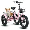 Generic Triciclo elettrico per adulti con pneumatici larghi, 20x4 per tutti i terreni, capacità di carico 200 kg, 2 cestini portaoggetti, sedile regolabile, comoda e-bike a 3 ruote, rosa