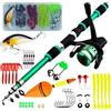 Generic Canna da pesca telescopica da 1,8 m, in fibra di vetro, con mulinello, set completo per pesca in acqua dolce e mare, principianti, adulti e ragazzi, attrezzatura da pesca telescopica (A, 45 x 16 x 7