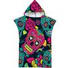 Highdi Telo Mare Poncho Adulto, Motivo Cranio Asciugamano Poncho con Cappuccio per Uomo Donna Poncho Surf Microfibra Poncho Bagno da Mare Asciugamano da Mare per Nuoto (Motivo Teschio)