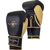 Playwell Guanti da boxe Champion in vera pelle, colore: nero/oro