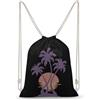 FWJZDSP Zaino a tracolla Palm Sunset con coulisse, borsa da viaggio sportiva da palestra unisex