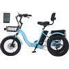 Generic Triciclo Électrique Adulte Pliable 18 Pouces: Grand Panier, Pneus Larges 18x3.0, Schermo LCD, 3 Modalità, Batteria 48V13Ah, Autonomia 44Km, Pente 15°, Blu