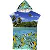 Highdi Asciugamano Poncho Adulto, Stile Estivo Telo Mare con Cappuccio Poncho Asciugamano per Uomo Donna Poncho Surf Microfibra Poncho da Bagno Asciugamano da Mare per Spiaggia (Foglia di Palma)