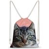 FWJZDSP Zainetto con coulisse a forma di gatto carino con occhi verdi, borsa a tracolla, borsa sportiva da viaggio, borsa da palestra unisex