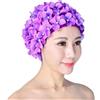Generisch Cuffia da nuoto da donna, elegante cuffia da nuoto fatta a mano con petali di fiori, cuffia da nuoto per capelli lunghi/corti, cuffia da nuoto per capelli lunghi/corti, cuffia da nuoto per piscina