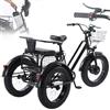 Generic Triciclo elettrico per adulti, triciclo elettrico a 3 ruote con pneumatici larghi da 20'', motore brushless, batteria al litio rimovibile, cestino anteriore e posteriore, differenziale.