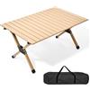 Generic XJBTBA Tavolo Pieghevole Portatile da Esterno - Tavolo da Pranzo Arrotolabile per Picnic e Barbecue Resistente alle intemperie per Giardino, Balcone, Campeggio, Feste (Colore Legno, 90 cm)