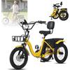 Generic Triciclo elettrico a 3 ruote per adulti, monopattino pieghevole da 45 cm con 2 cestini portaoggetti, comodo schienale, facile da salire per la spesa quotidiana