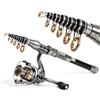 GALPADA Canna da Pesca per Mare in Fibra di Carbonio Portatile da 2,4m Protezione Filo e Aumento Coppia, Mini Telescopica Leggera da 205g per Surfcasting