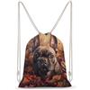 FWJZDSP Zaino con coulisse a tema bulldog francese e foglie autunnali, borsa a tracolla da viaggio, sportiva, da palestra, unisex.