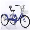Generic Triciclo per adulti a 7 velocità, 24 pollici, cruiser, 3 ruote per il tempo libero, ideale per anziani, donne e uomini, con cestino anteriore e posteriore rimovibile, blu.