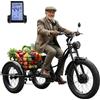 Generic Triciclo elettrico per adulti da 24 pollici a 3 ruote con batteria rimovibile, display LCD, ampio cestino portaoggetti, pneumatici da neve, ideale per gli spostamenti quotidiani.