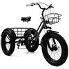 Generic Triciclo elettrico robusto per adulti, bicicletta a 3 ruote da 20 pollici con sedile regolabile, faro anteriore, display LCD, cestino posteriore, portata massima 200 kg.