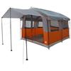 GFMGUEMV Tenda familiare, 324 x 255 x 230 cm, grigio arancione con poliestere 185T impermeabile, parapioggia rimovibile e gancio per luci, per avventure in campeggio