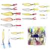 Sandyseptember Kit di esche da pesca affondanti, in lega di zinco, con ami a piuma, 9 pezzi, esche composite per acqua dolce e salata, trota spigola, luccio, pesce persico (17)