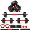 Fitby 20 kg, kit per sollevamento pesi 5 in 1 con barra lunga, kettlebell, ruota addominale e manici pompe, set pesi per sport domestici, principianti e confermati, nero
