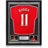 Exclusive Memorabilia Maglia del Manchester Utd 2014 autografata da Ryan Giggs. Cornice superiore