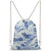 FWJZDSP Zaino con coulisse a tema onde oceaniche giapponesi, borsa a tracolla da viaggio, sportiva e da palestra, unisex.