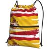 YYHHAOFA Zaino con cerniera e coulisse con stampa della bandiera della Spagna, borsa da viaggio impermeabile con tasca frontale e organizer interno