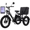 Generic Triciclo elettrico per adulti a 3 ruote con pneumatici larghi, triciclo fuoristrada con comodo sedile passeggero rimovibile, batteria rimovibile, display LCD