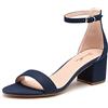 GENSHUO Sandali con Tacco Grosso da Donna Sandali Eleganti con Cinturino alla Caviglia e Tacco a Blocco Punta Aperta Rotonda e Tacco Medio Basso per Matrimonio Serale Scarpe Estive con Tacco Alto 6CM