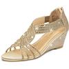 PIZZ ANNU Sandali Donna Estive Con Zeppa Strass Scarpe Eleganti Comodi Sandalo Estivo Ballo Sposa