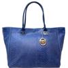 Chicca Borse Borsa a Mano Shopper Grande da Donna indossabile a Spalla in Vera Pelle (Pitonato Blu)