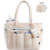 LOVEVOOK Borsa shopper da donna, con chiusura lampo, leggera, borsa da lavoro, borsa per insegnanti con scomparto per laptop, borsa per lavoro, ufficio, università, viaggi, shopping, Beige-1, m
