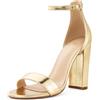 Zhabtuc GENSHUO Sandali da Donna con Tacco Alto Grosso da 10 cm e Cinturino alla Caviglia, Scarpe Eleganti per Feste, Matrimoni e Cerimonie Nuziali, Oro lucido, 36 EU