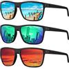 HENGOSEN Occhiali da sole uomo polarizzati Sunglasses-Men: Sport Occhiali da sole a specchio UV400 protezione guida pesca confezione da 3, A07-blu ghiaccio/verde/rosso, m