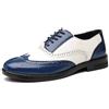 Ninepointninetynine Scarpe Formali da Uomo Stringate Brogue Punta ad Ala in Rilievo Pelle PU Scarpe Oxford Bicolore Scarpe Basse Antiscivolo Suola in Gomma Antiscivolo Tacco Largo