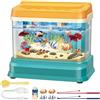 BEAHING Giocattolo per Acquario per Bambini, Acquario educativo con Luce e Musica, 4 Pesci magnetici, 2 canne da Pesca, Rete, per Bambini