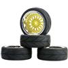 KEEDA RC Auto Pneumatici in gomma da 64 mm e 52 mm/2,05 pollici in plastica per 1/10 RC On Road Touring Racing Drift Car (profondità 9 mm, oro)