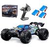 Ledovan Auto telecomandata, 1:16 50 km/h, auto RC, 4 WD All Terrain Off-Road, 2.4GHz Monster Truck telecomandato per adulti, motore con spazzole di carbonio, Blu (3 batterie)