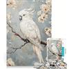 JIANGENNF Puzzle da 1000 pezzi Pappagallo bianco in fiore gioco interattivo allena la mente e la manualità compleanno e Natale 38x52cm